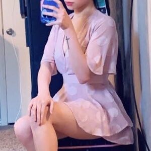 Pink Wrap Dress with Polka Dot Pattern